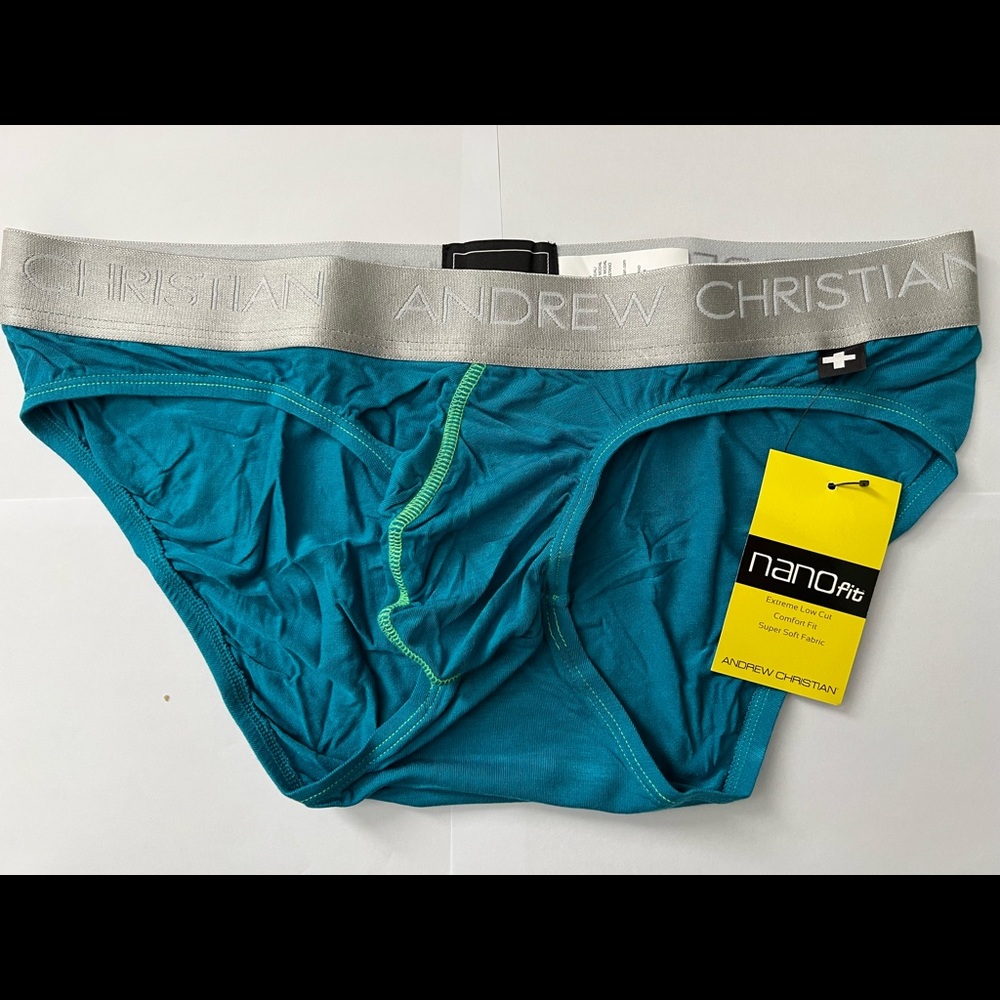 Andrew Christian Nano Fit Brief Underwear - Teal - Large